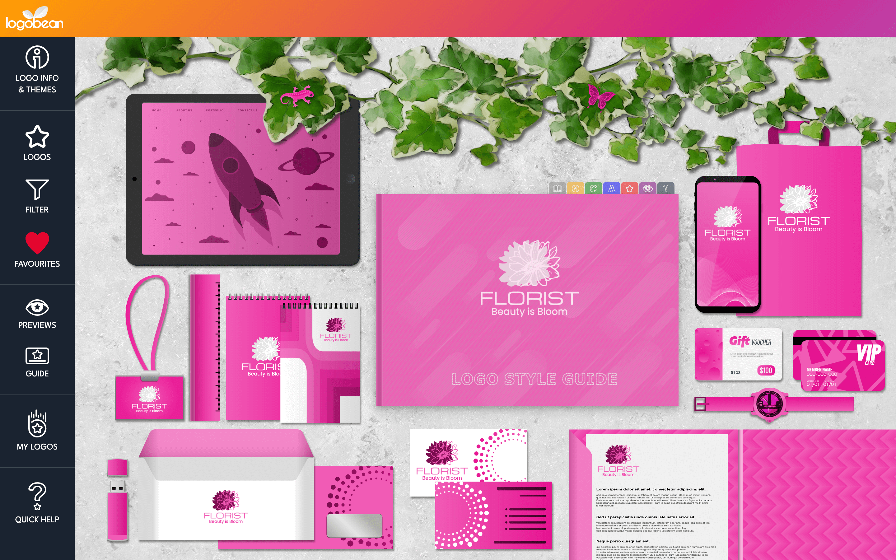 Floral logo mockup logobean preview 1